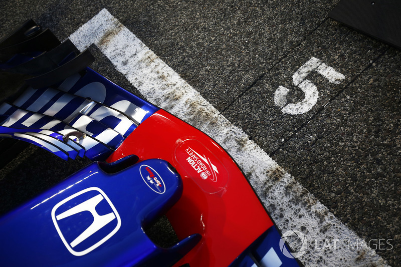 The car of Pierre Gasly, Toro Rosso STR13 Honda, on the grid