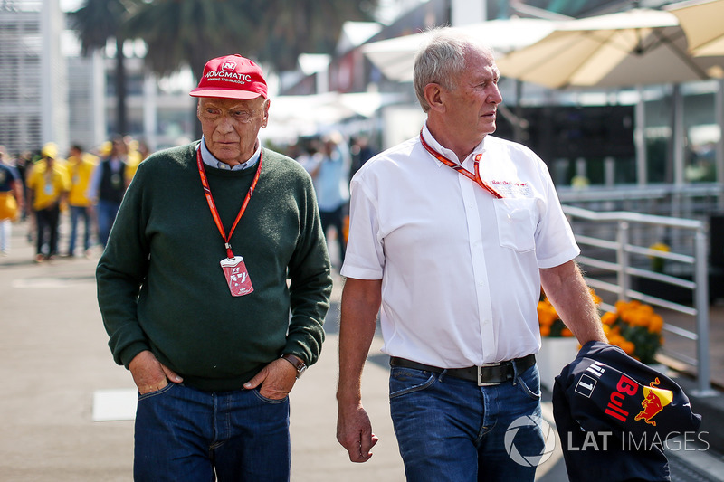 Niki Lauda, Mercedes AMG F1 Non-Executive Chairman and Dr Helmut Marko, Red Bull Motorsport Consulta