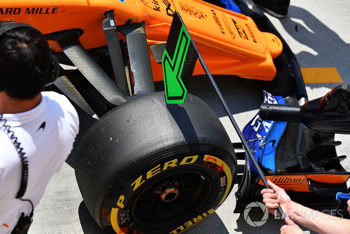 McLaren MCL33 front Pirelli tyre