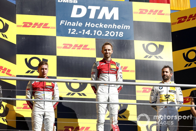 Podio: ganador de la carrera René Rast, Audi Sport Team Rosberg, segundo Robin Frijns, Audi Sport Team Abt Sportsline, tercero Timo Glock, BMW Team RMG