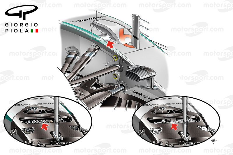 Mercedes W06 hydraulic parts, front suspension