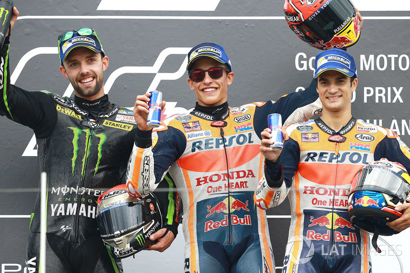 2017: 1. Marc Marquez, 2. Jonas Folger, 3. Dani Pedrosa