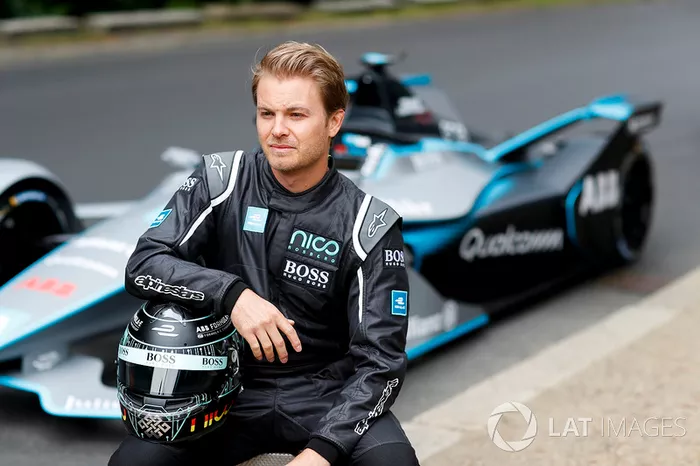 Formula 1 World Champion, Nico Rosberg with  the Gen2 Formula E car