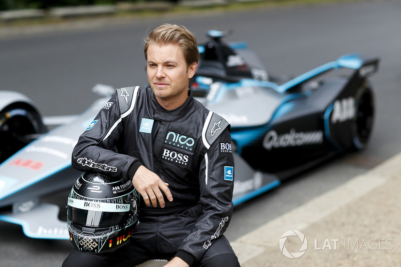 Formula 1 World Champion, Nico Rosberg with the Gen2 Formula E car