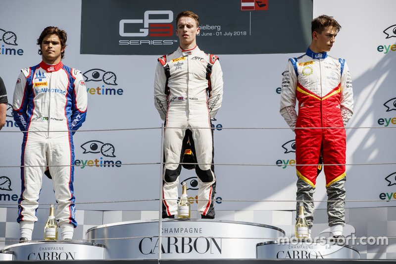 Podio: Pedro Piquet, Trident, Jake Hughes, ART Grand Prix, Leonardo Pulcini, Campos Racing