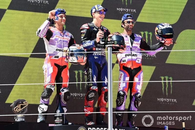 Les hommes du podium : Fabio Quartararo, Jorge Martín et Johann Zarco