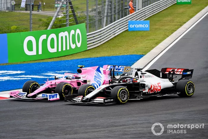 Lance Stroll, Racing Point RP20, Romain Grosjean, Haas VF-20