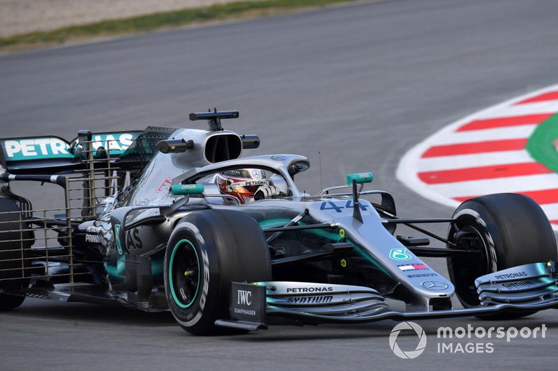 Lewis Hamilton, Mercedes-AMG F1 W10 EQ Power+ con sensori aerodinamici