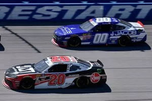 Christopher Bell, Joe Gibbs Racing, Toyota Supra Rheem-Johns Mansville and Cole Custer, Stewart-Haas Racing, Ford Mustang Jacob Companies