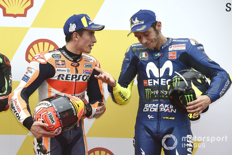 Володар поул-позиції Марк Маркес, Repsol Honda Team, третє місце Валентино Россі, Yamaha Factory Racing