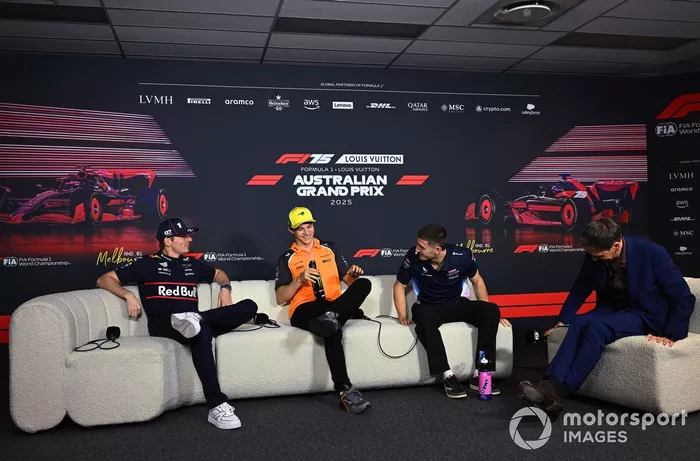 Max Verstappen, Red Bull Racing, Oscar Piastri, McLaren, Jack Doohan, Alpine en la rueda de prensa
