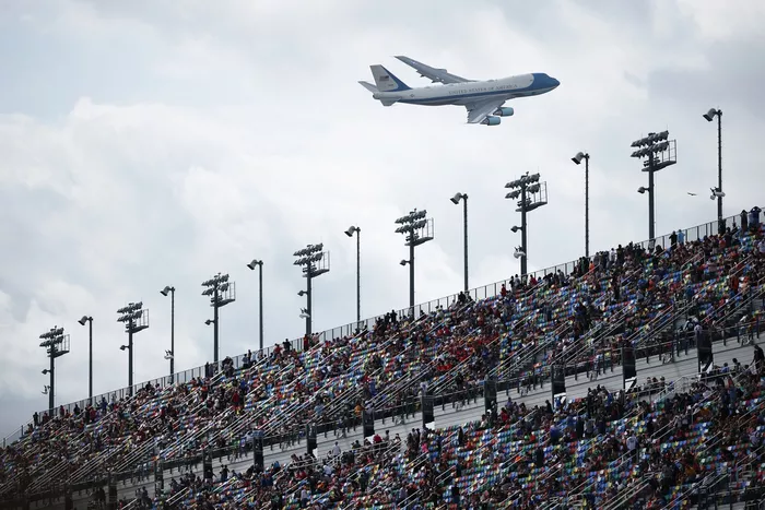 Air Force One is seen for U.S. President Donald Trump's visit to the Daytona 500