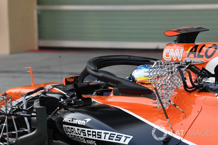 Fernando Alonso, McLaren MCL32, sensores aerodinámicos y Halo