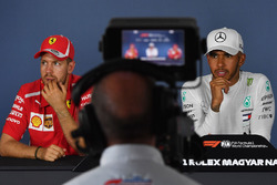 Race winner Lewis Hamilton, Mercedes AMG F1, second place Sebastian Vettel, Ferrari in the Press Conference