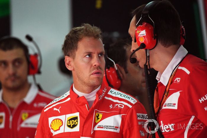 Sebastian Vettel, Ferrari y Riccardo Adami, Ferrari ingeniero de carrera