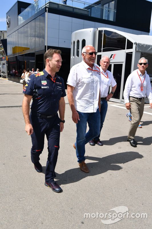 Christian Horner, jefe de equipo de carreras de Red Bull y Dietrich Mateschitz, CEO y fundador de Re