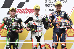 Podium : le vainqueur Francesco Bagnaia, Aspar Team Mahindra Moto3, le deuxième, Jakub Kornfeil, Drive M7 SIC Racing Team, le troisième, Bo Bendsneyder, Red Bull KTM Ajo