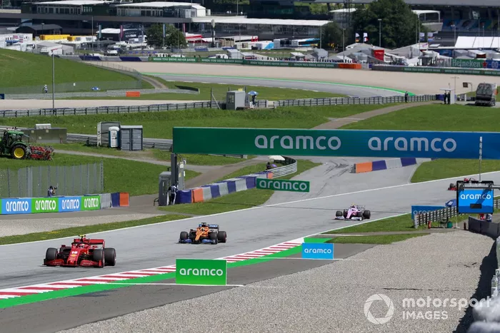 Charles Leclerc, Ferrari SF1000,Carlos Sainz Jr., McLaren MCL35, Lance Stroll, Racing Point RP20