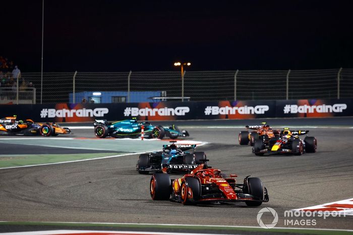 Charles Leclerc, Ferrari SF-24, George Russell, Mercedes F1 W15, Sergio Pérez, Red Bull Racing RB20