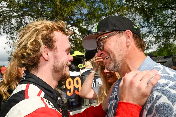 Winner Oliver Solberg, Toyota Gazoo Racing WRT with Petter Solberg