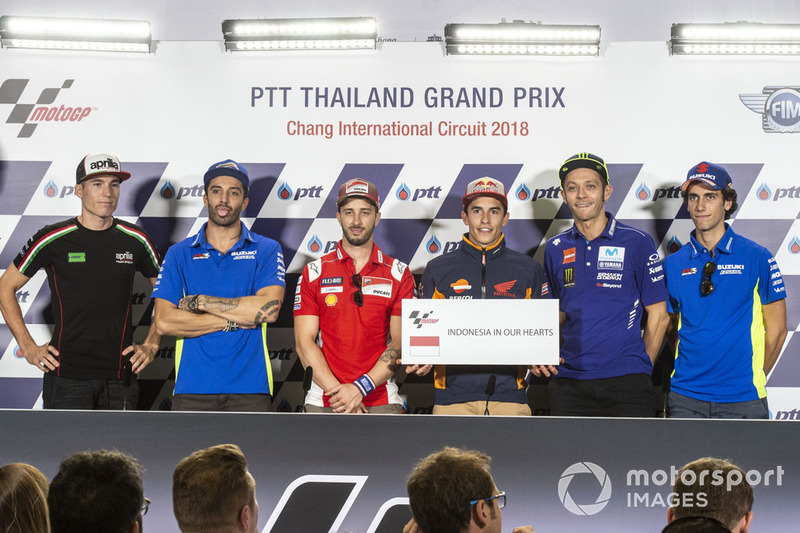 Aleix Espargaro, Aprilia Racing Team Gresini, Andrea Iannone, Team Suzuki MotoGP, Andrea Dovizioso, Ducati Team, Marc Marquez, Repsol Honda Team, Valentino Rossi, Yamaha Factory Racing, Alex Rins, Team Suzuki MotoGP
