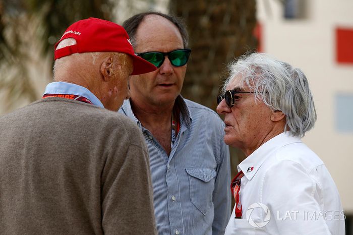 Niki Lauda, presidente non esecutivo Mercedes AMG F1, Gerhard Berger e Bernie Ecclestone