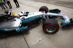 Lewis Hamilton, Mercedes AMG F1 W08, leaves his garage