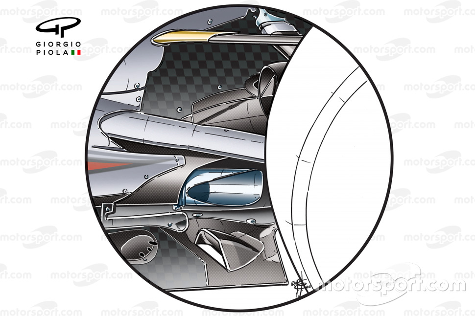 McLaren MP4-25 lowline exhaust solution, used to blow the diffuser