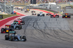 Lewis Hamilton, Mercedes AMG F1 W07 Hybrid leads at the start of the race