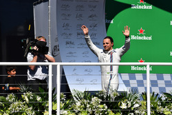 Felipe Massa, Williams celebrates the finish of his last Brazilian Grand Prix on the podium