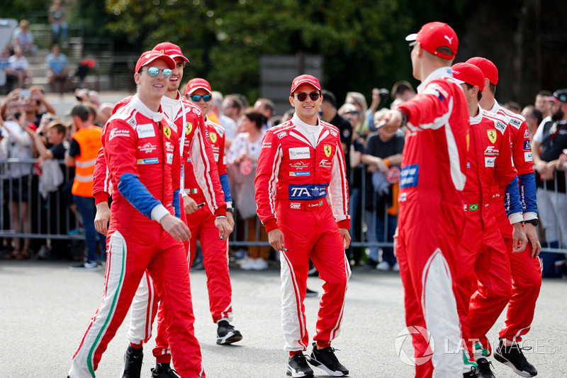 #52 AF Corse Ferrari 488 GTE EVO: Toni Vilander, Antonio Giovinazzi, Pipo Derani, #71 AF Corse Ferrari 488 GTE EVO: Davide Rigon, Sam Bird, Miguel Molina and #52 AF Corse Ferrari 488 GTE EVO: Toni Vilander, Antonio Giovinazzi, Pipo Derani