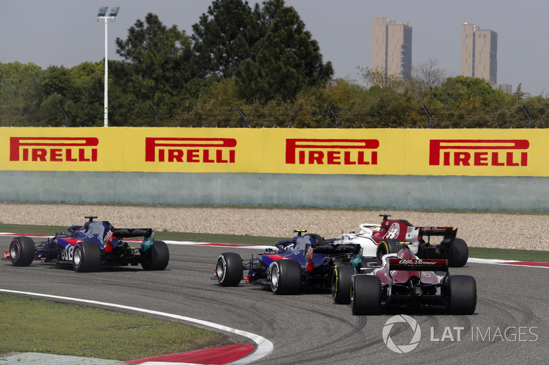 Brendon Hartley, Toro Rosso STR13 Honda, Marcus Ericsson, Sauber C37 Ferrari, Pierre Gasly, Toro Rosso STR13 Honda, and Charles Leclerc, Sauber C37 Ferrari