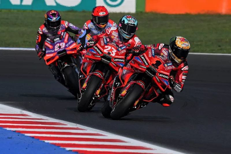Francesco Bagnaia, Ducati Team, Enea Bastianini, Ducati Team, Marc Marquez, Gresini Racing, Jorge Martin, Pramac Racing