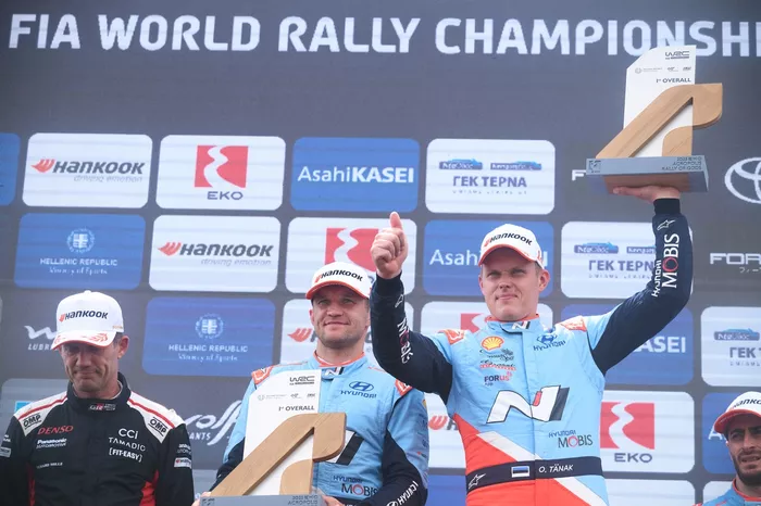 Podium: Winners Ott Tänak, Martin Järveoja, Hyundai World Rally Team Hyundai i20 N Rally1