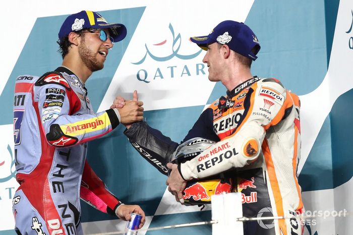 Podio: ganador de la carrera Enea Bastianini, Gresini Racing Pol Espargaró, Repsol Honda Team