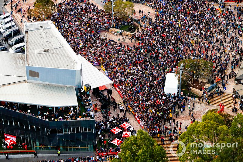 Aerial view of the Federation Square event in downtown Melbourne