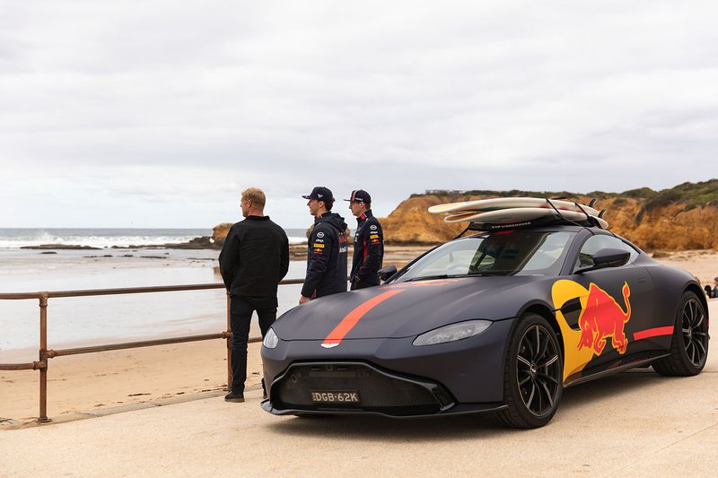 Three-time surfing world champion Mick Fanning takes Max Verstappen and Pierre Gasly surfing in Torquay