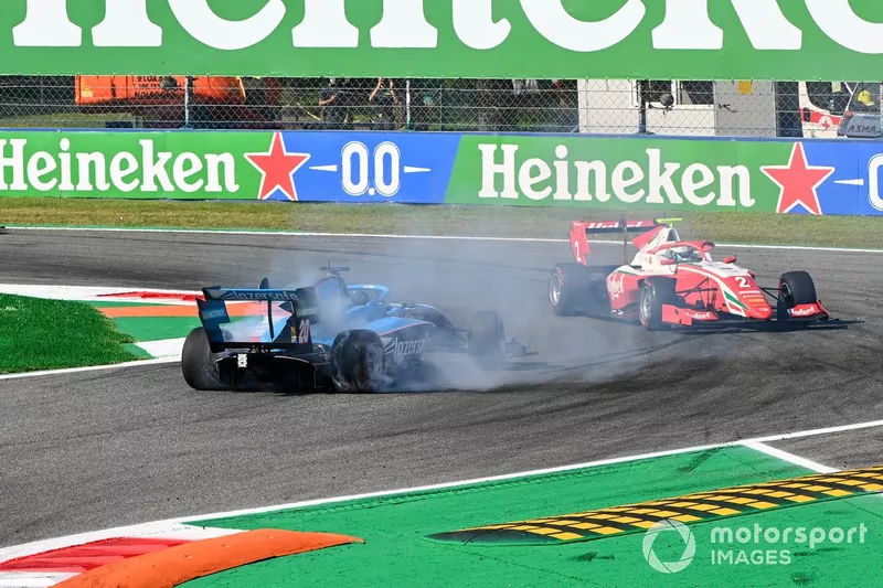 Calan Williams, Jenzer Motorsport trompea y Frederik Vesti, Prema Racing