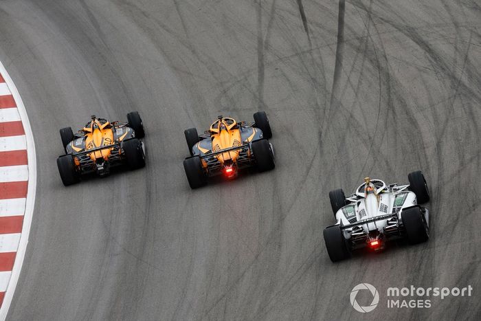 Patricio O'Ward, Arrow McLaren Chevrolet, Felix Rosenqvist, Arrow McLaren Chevrolet, Rinus VeeKay, Ed Carpenter Racing Chevrolet