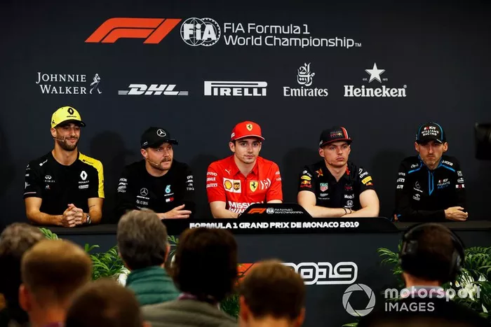 Daniel Ricciardo, Renault F1 Team, Valtteri Bottas, Mercedes AMG F1, Charles Leclerc, Ferrari, Max Verstappen, Red Bull Racing y Robert Kubica, Williams Racing en Conferencia de Prensa 