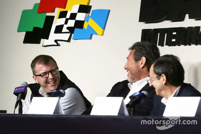 Pierre Fillon, ACO President, Gerard Neveu, FIA WEC CEO, John Doonan, IMSA President