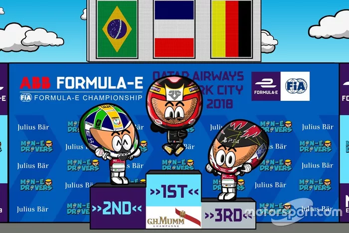 El podio de la Carrera 2 del ePrix de Nueva York 2018, por 'MinEDrivers'