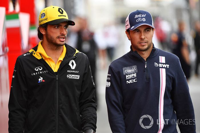 Carlos Sainz Jr., Renault Sport F1 Team y Sergio Perez, Racing Point Force India F1 Team