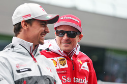 (L to R): Esteban Gutierrez, Haas F1 Team with Kimi Raikkonen, Ferrari on the drivers parade
