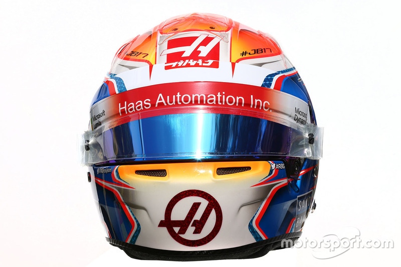 De helm van Romain Grosjean, Haas F1 Team