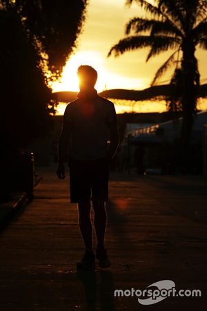 Romain Grosjean, Haas F1 Team as the sun sets