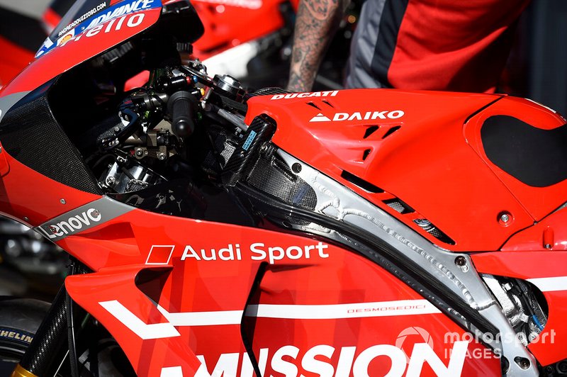 Dettaglio della moto del team Ducati