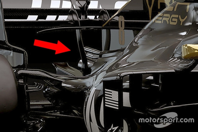Haas F1 VF-19 egzoz ve arka süspansiyon detay