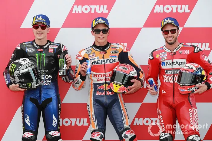 Ganador de la pole Marc Márquez, Repsol Honda Team, Maverick Viñales, Yamaha Factory Racing, tercer lugar, Andrea Dovizioso, Ducati Team