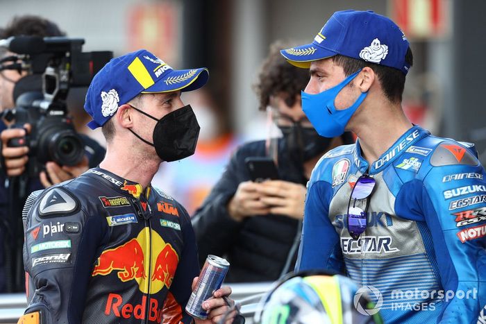 Ganador de la carrera Joan Mir, el equipo Suzuki MotoGP, el tercer lugar Pol Espargaró, Red Bull KTM Factory Racing